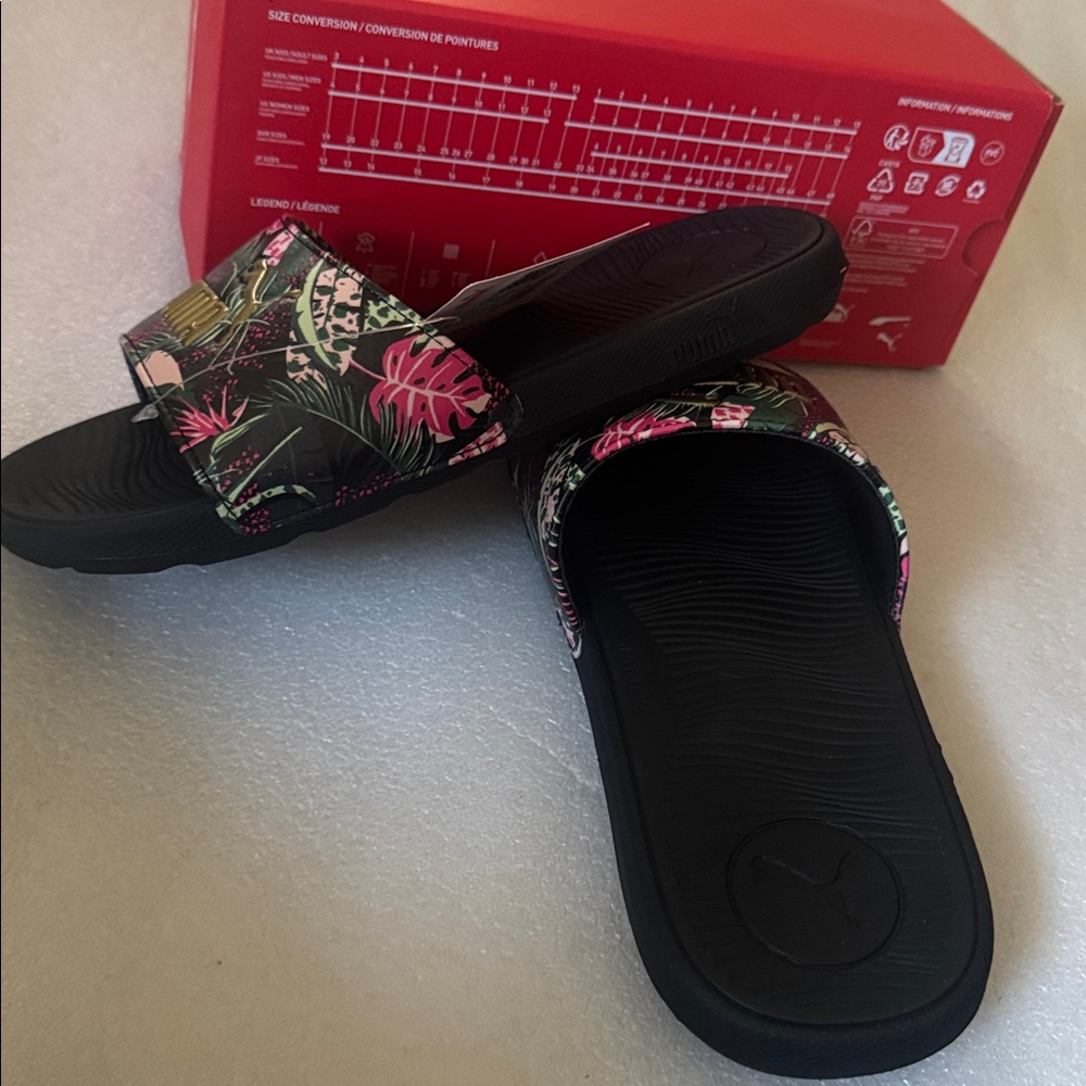Puma Black and Gold Tropical Slide Sandals.size-7 - Picture 9 of 9